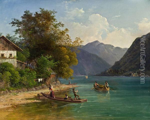 Alpensee Im Salzkammergut Oil Painting - Josef Feid