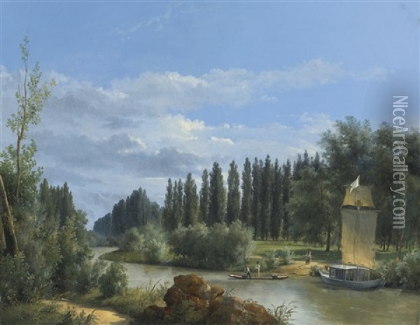 View Of The Park Of Chateau De Neuilly Oil Painting - Robert Leopold Leprince