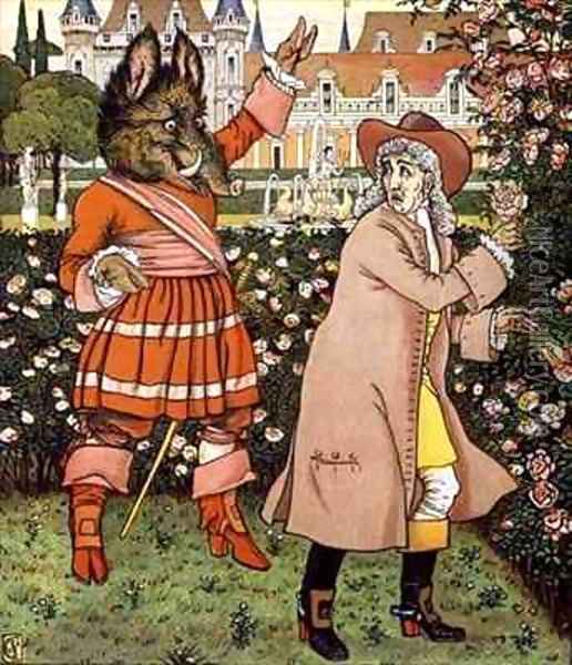 Illustration from Beauty and the Beast Oil Painting - Walter Crane