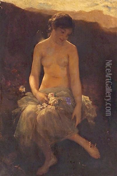 A Fairy With A Butterfly Oil Painting - Wilhelm Kray