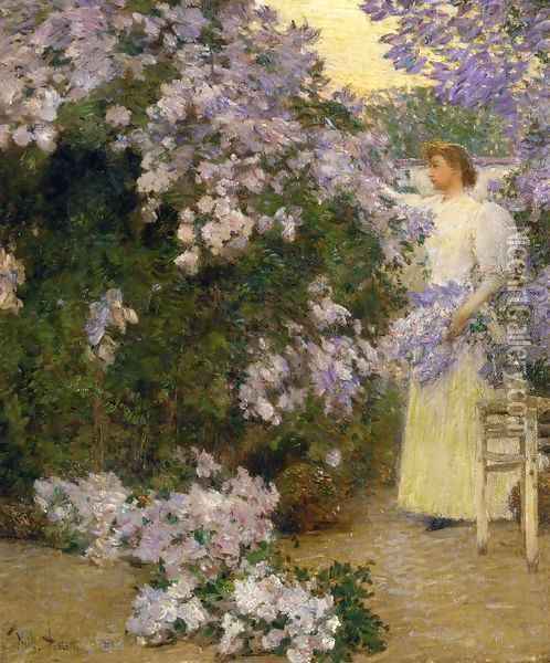 Mrs. Hassam in the Garden1 Oil Painting - Frederick Childe Hassam