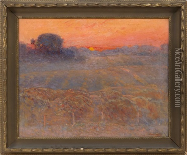 Sunset Over The Vineyard Oil Painting - Dawson Dawson-Watson