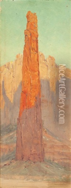 Pinnacle Rock In Canyon De Chelly Oil Painting - Louis B. Akin