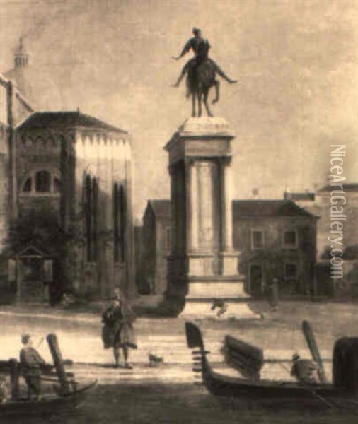 La Piazza S. Giovanni E Paolo, Venezia Oil Painting - Giuseppe Bernardino Bison