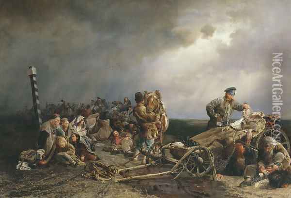 Prisoners Stopping Place, 1861 Oil Painting - Valery Ivanovich Jacobi