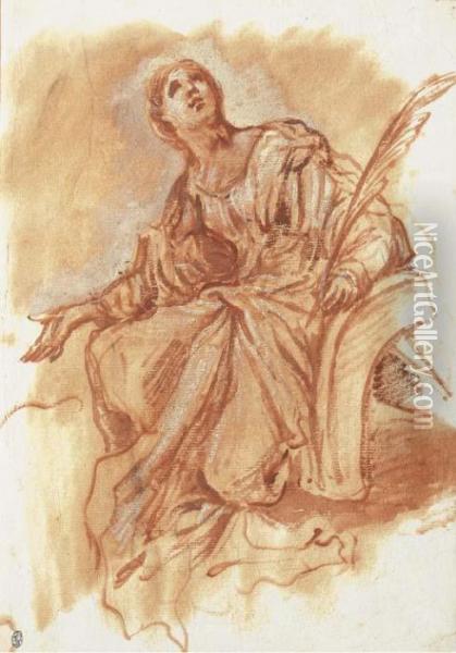 Saint Catherine Of Alexandria Oil Painting - Giovanni Benedetto Castiglione