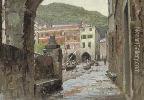 The Archway, Vernazza, October 1907 Oil Painting - Alexander Mann