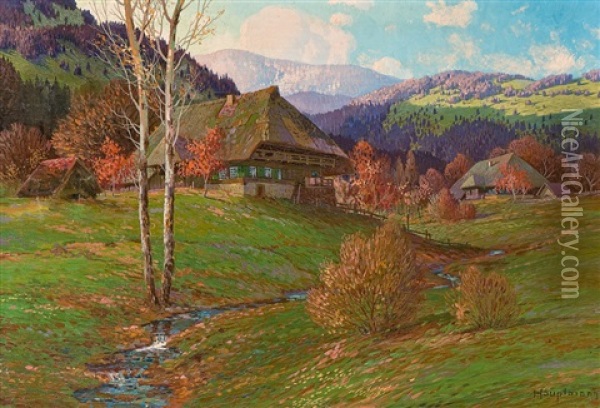 Herbstanfang Im Schwarzwald Oil Painting - Karl Hauptmann
