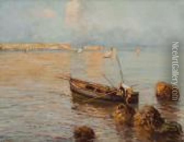Marina Oil Painting - Giuseppe Giardiello