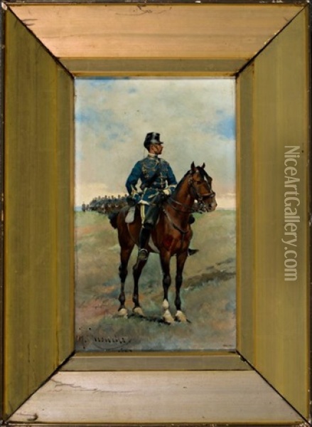 Soldado De Caballeria Oil Painting - Josep (Jose) Cusachs y Cusachs