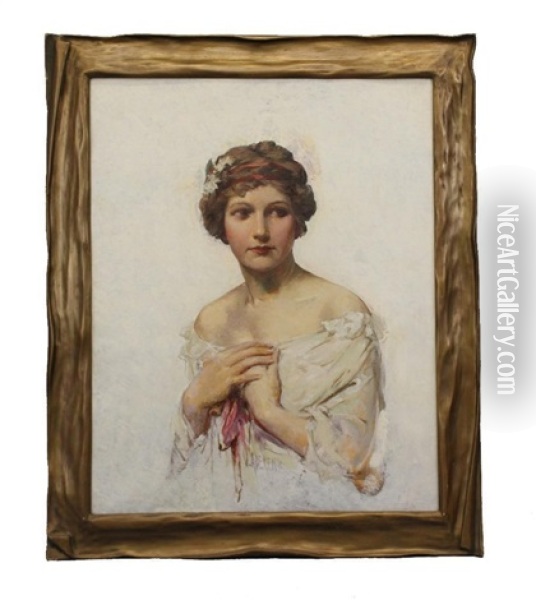 Portrait Of A Woman Oil Painting - Vincent Aderente