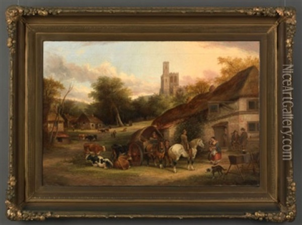 Town Scene Oil Painting - Charles Shayer