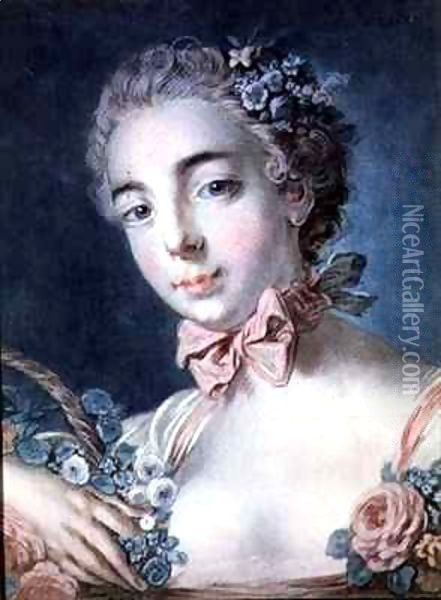 Tete de Flore, portrait of Mme Baudion, daughter of Boucher Oil Painting - Louis Marin Bonnet