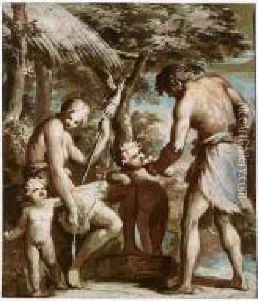 Adam And Eve With Cain And Abel Oil Painting - Giovanni David