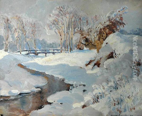 Pejzaz Zimowy Oil Painting - Adam Malicki