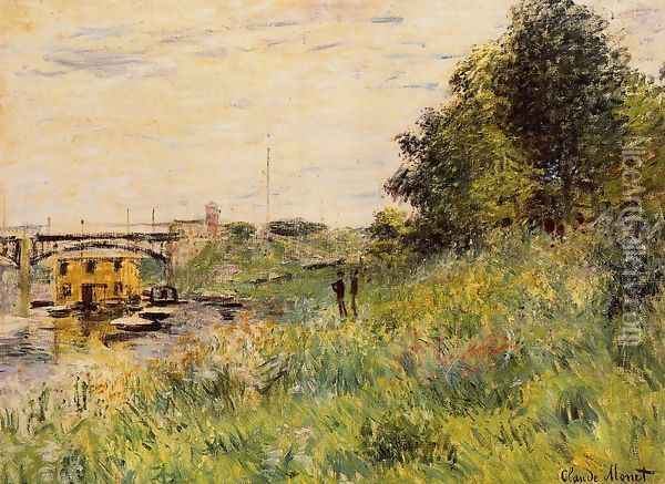The Banks Of The Seine At The Argenteuil Bridge Oil Painting - Claude Oscar Monet