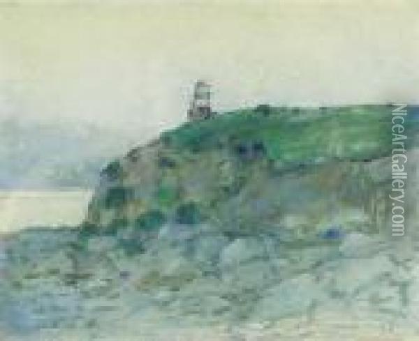 ''the Lighthouse, Brittany'' Oil Painting - Frederick Childe Hassam