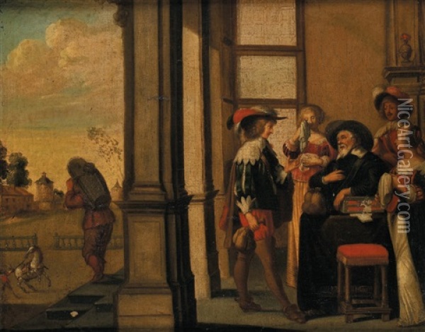 La Remise De La Dote (+ Scene De Cour; Pair) Oil Painting - Abraham Bosse