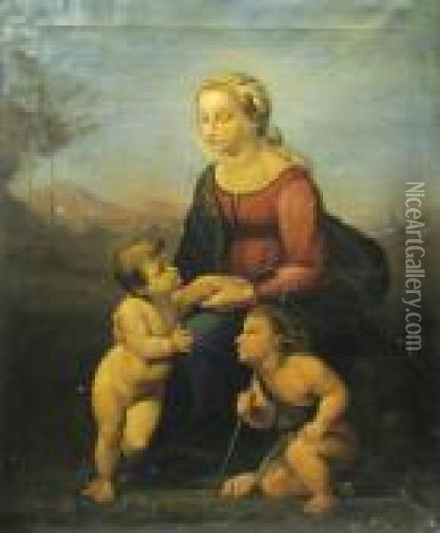 Madonacu Iisus Si Sfantul Ioan Botezatorul Copil Oil Painting - Raphael (Raffaello Sanzio of Urbino)