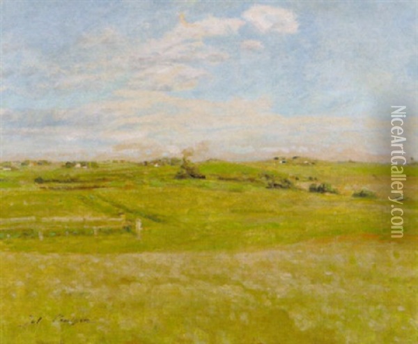 Dansk Sommerlandskab Oil Painting - Julius Paulsen