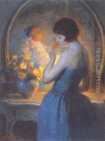 Jeune Femme Au Miroir Oil Painting - Marcial Plaza Ferrand