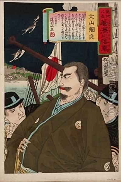Eight Views of Battlefields Geese Returning to the Home Port Meiji era Oil Painting - Toyohara Chikanobu
