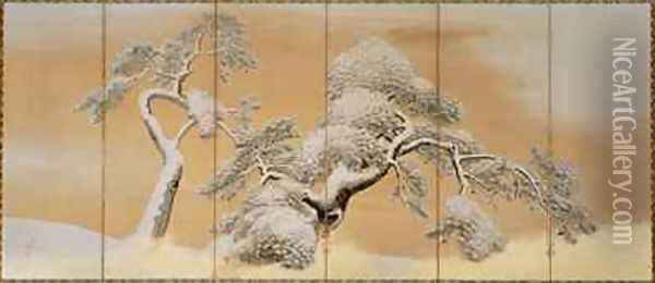 The Pines under Snow Oil Painting - Maruyama Okyo