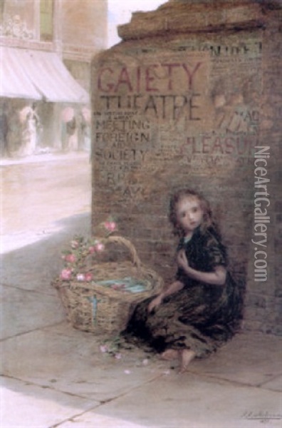 The Flower Girl Oil Painting - Augustus Edwin Mulready