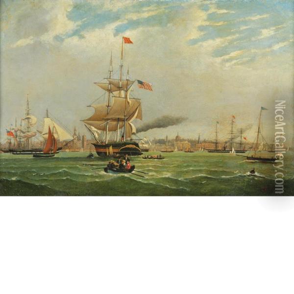 American Merchant Ship In The Port Of Liverpool Oil Painting - H. Bousfield