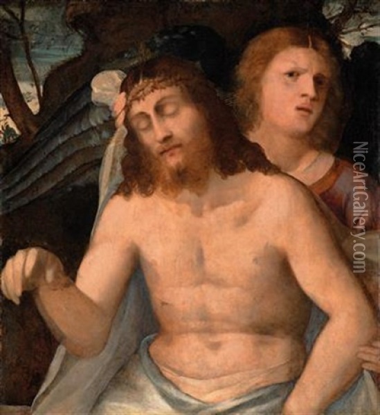 Christ Supported By An Angel Oil Painting - Giampietro Silvio