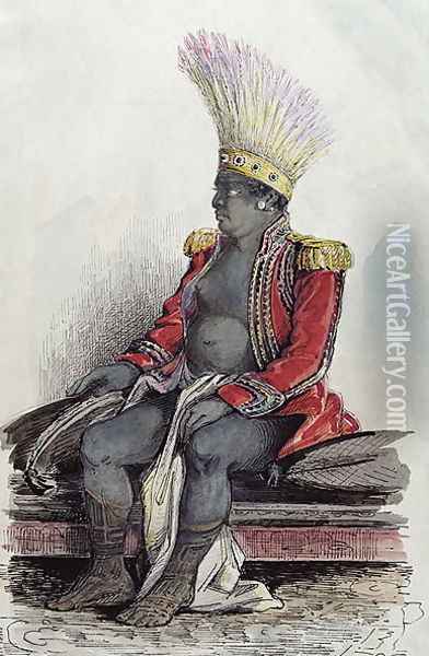 King Temoana on the island of Nuka-Hiva dressed in the uniform of a French colonel, c.1841-48 Oil Painting - Maximilie Radiguet