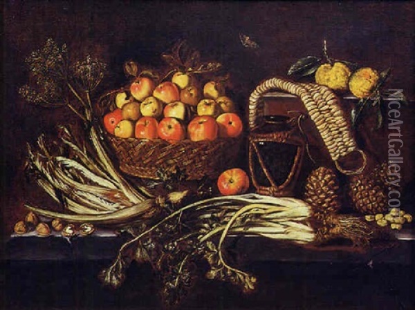 Natura Morta Di Ortaggi E Frutta Oil Painting - Tommaso Salini