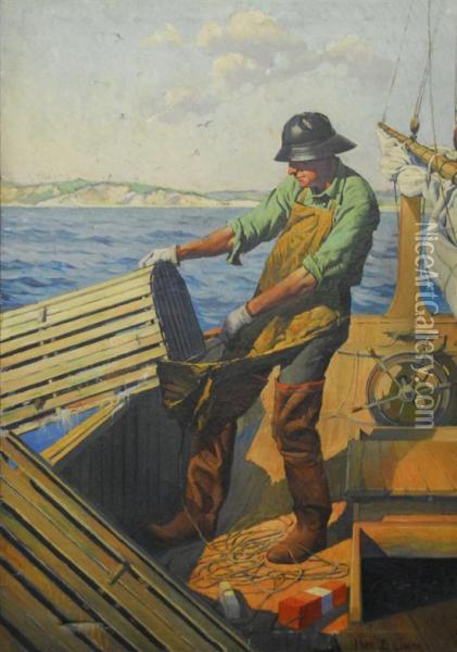 Hauling The Trap Oil Painting - Percy Elton Cowen