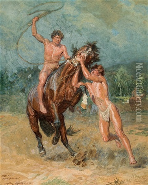 Skizze Zu Rossebandiger Oil Painting - Ludwig Koch