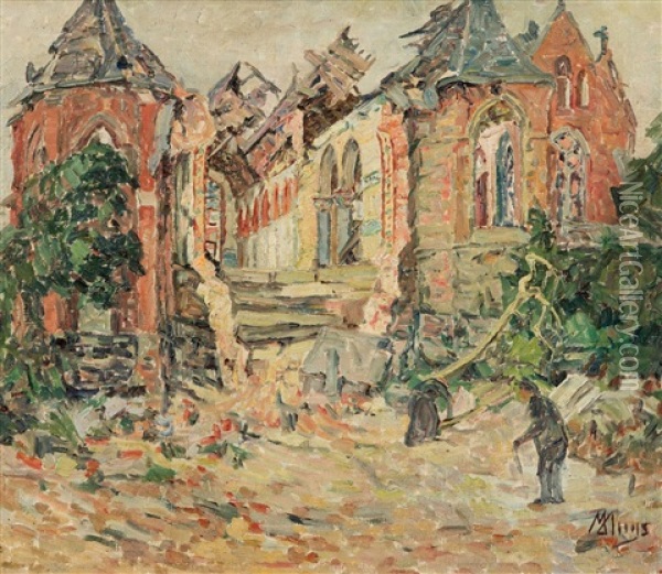 View Of Ardooie (1919) Oil Painting - Modest Huys