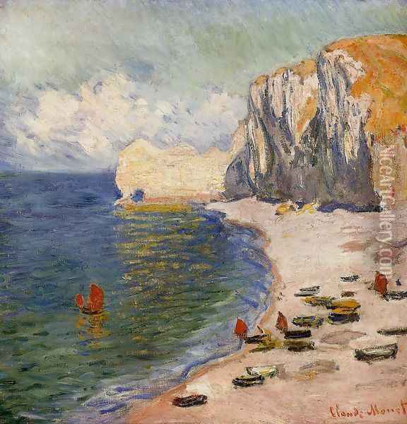 The Beach And The Falaise D Amont Oil Painting - Claude Oscar Monet