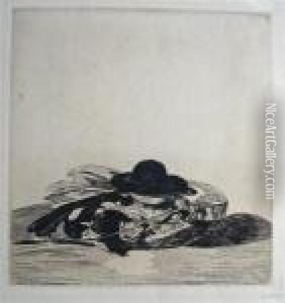 Frontispiece For An Edition Of Etchings: Hat And Guitar Oil Painting - Edouard Manet