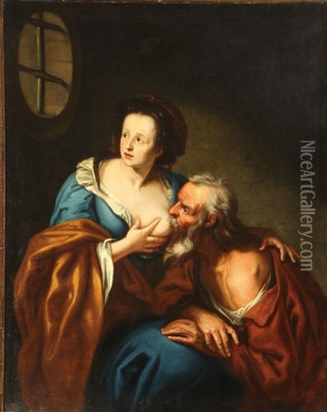 Caritas Romana (roman Charity) Cimon And Pero Oil Painting - Lorenzo Pasinelli
