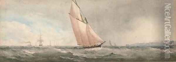 A big cutter under full sail Oil Painting - Richmond Markes