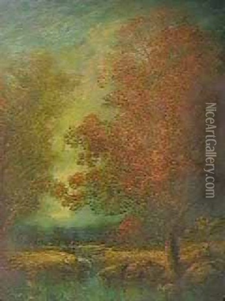 Autumn Landscape With Trees Oil Painting - Hudson Mindell Kitchell
