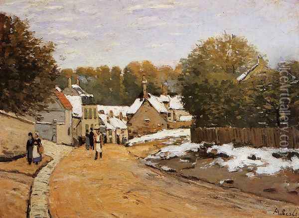 Early Snow at Louveciennes 1870-71 Oil Painting - Alfred Sisley