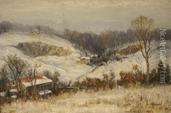 A Pennsylvania Winter Landscape Oil Painting - Harry E. Greaves