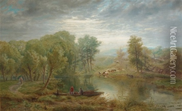 Activities Along The River Oil Painting - Albert Fitch Bellows