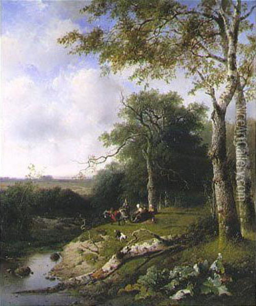 Rest At The Edge Of The Forest Oil Painting - Frederik Hendrik Hendriks