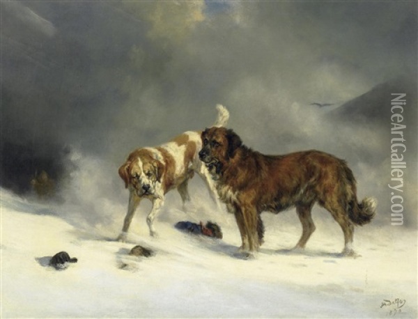 Lawinenhunde Oil Painting - Moritz Delfs