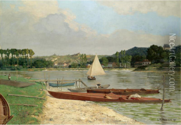 Canotiers Sur La Seine Oil Painting - Lucien Marchais