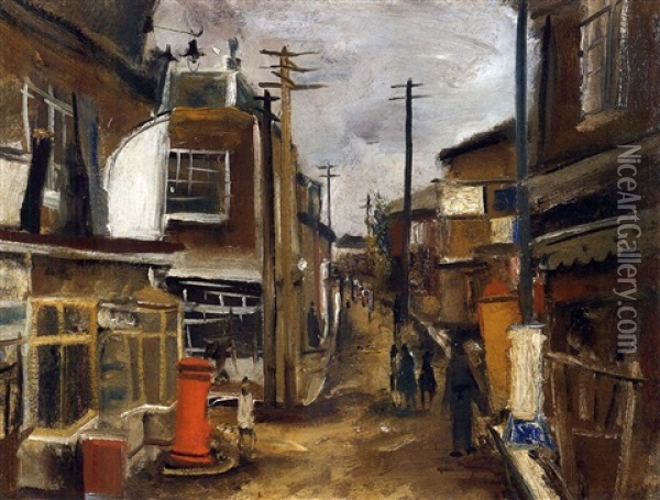View Of Shimo-ochiai Oil Painting - Yuzo Saeki