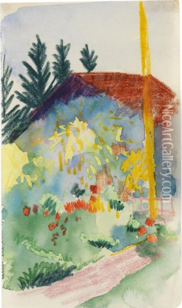 Gartenhaus Oil Painting - August Macke