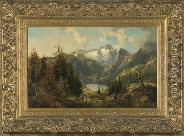 Alpen Landscape Oil Painting - Josef Thoma