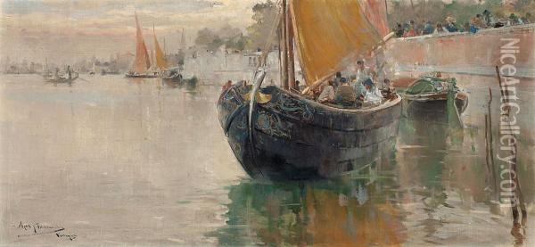 Canal De Venecia Oil Painting - Fondevila Arcadi Mas I